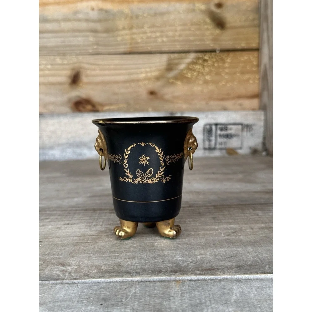 Early Mid-Century Lion Urn/Toothpick Holder Gold Guilded Lions Head & Feet Mixed
